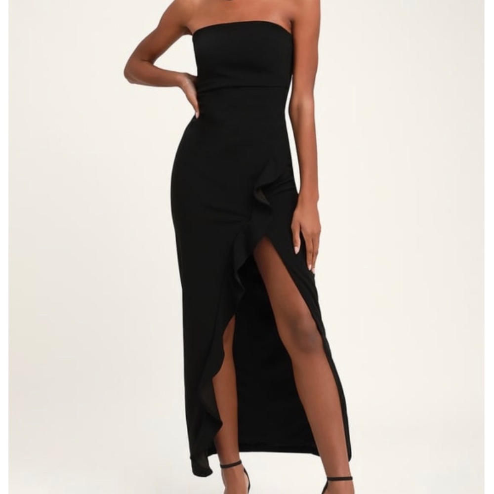 Lulu’s Black Ruffled Maxi Dress
